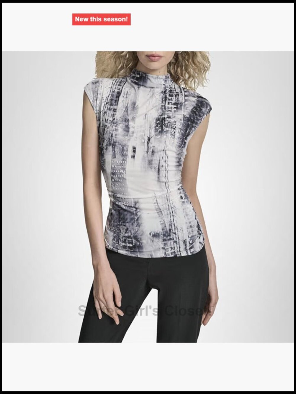 Sleeveless Mock Neck Jersey Blouse Fitted Work Top